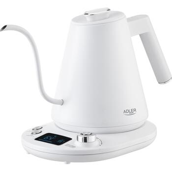 Adler Чайник AD 1349w, 1100 W, 1 L, Нержавеющая сталь, 360° поворотная база, LED дисплей, Контроль температуры (AD 1349w)