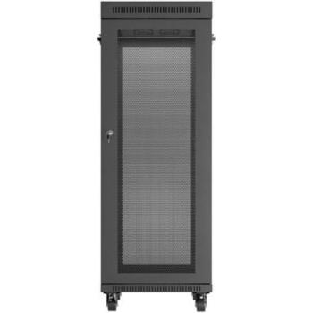 Lanberg servera skapis FF01-6032-23BL, 32U, 600x1000mm, IP20, 1200kg, melns RAL 9004, perforētas durvis, LCD displejs (FF01-6032-23BL)