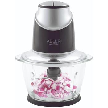 Adler Измельчитель AD 4082, 550 Вт, 1,2 л, 2 скорости, нержавеющие лезвия, стеклянная чаша, резиновое противоскользящее кольцо (AD 4082)
