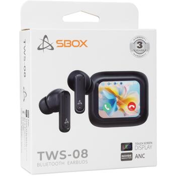 Sbox Беспроводные наушники EB-TWS08-B, 121dB, 32Ω, Bluetooth, 20Hz-20KHz, сенсорный экран (EB-TWS08-B)