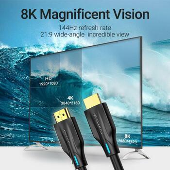 Vention HDMI кабель 8K/3M AANBI, 3м, 48Gbit/s, 2.1, 3D, eARC, OFC, золотые разъемы (AANBI)