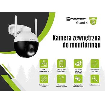 Tracer Уличная камера наблюдения GUARD 4 TRAKAM47376, 2560x1440, IP66, Wi-Fi, 3,6mm, 30 FPS, 4 MP, обнаружение движения (TRAKAM47376)