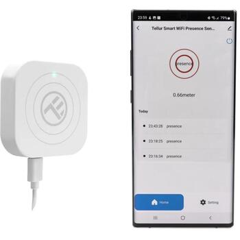 Tellur Умный WiFi Датчик Присутствия TLL331552, 5V 1A, 24GHz, ≤16dBm, 1,5-6m, 120°, регулируемая чувствительность (TLL331552)