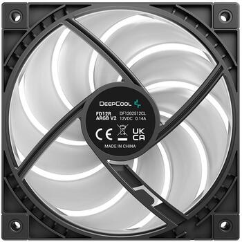 Deepcool dzesēšanas ventilators FD12R ARGB V2 R-FD12RARGBV2-BKAPN1-G, 4 kontaktu PWM, hidrogultnis, melns (R-FD12RARGBV2-BKAPN1-G)