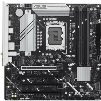 Asus Материнская плата B860M MAX GAMING AX, LGA 1851, DDR5, 256 ГБ, 3 M.2, 2.5 Гбит Ethernet, Wi-Fi 6, 4 SATA, 7.1 аудио (B860M MAX GAMING AX)