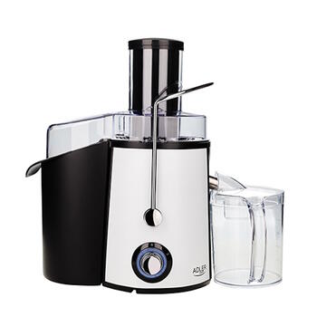Centrbēdzes sulu spiede 1000 W ar 2 ātrumiem AD 4128 1000 W 2 ātrumi 75 mm barošanas atvere 1 L sulu trauks 2 L biezumu tvertne Melna/Balta Adler (AD 4128)
