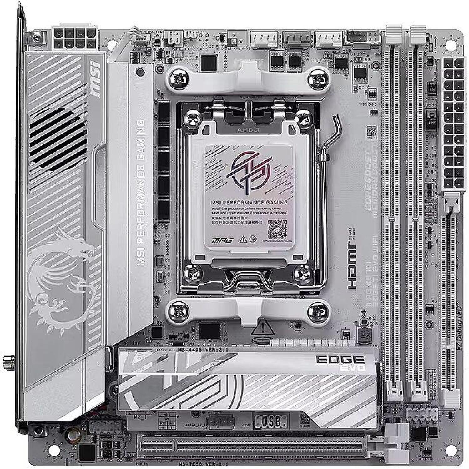 Msi MPG X870I EDGE TI EVO WIFI, материнская плата, MPG X870I EDGE TI EVO WIFI, 2xSATA, 1xM.2, DDR5, AM5, 128GB (MPG X870I EDGE TI EVO WIFI)