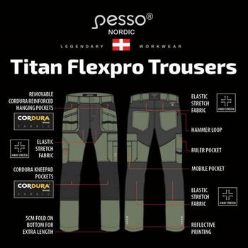 Bikses Titan Flexpro, C52, PESSO, zaļas, 4-virzienos elastīgs neilons/Spandex, 320 g/m² (KD125Z_C52)