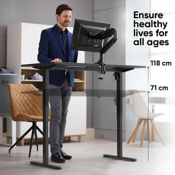 Onkron Stāvošā galda rāmis WDF221E-B, slodzes jauda: 70 kg, augstuma regulēšana: 710-1180 mm, pacelšanas ātrums: 25 mm/s (WDF221E-B)