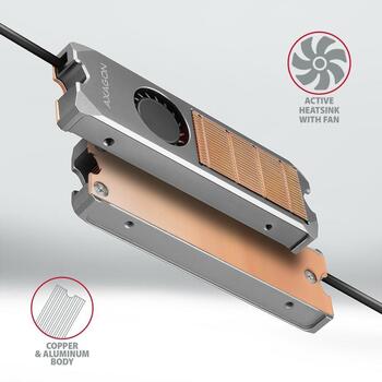 Axagon SSD охладитель M.2 CLR-M2FAN медный, 76 x 24 x 12 мм, 3 термопрокладки, крепежный материал (CLR-M2FAN)