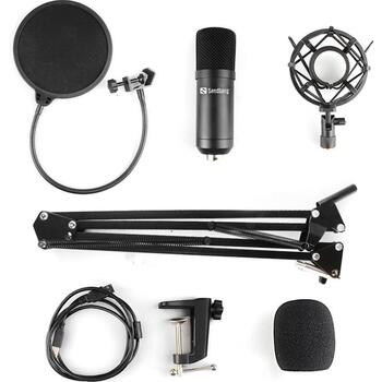 Sandberg Streamer USB mikrofons 126-07, 30-16000 Hz, -27 dB, 24 bit, 96 kHz, USB tips B, 2,5 m, 7 gab. (126-07)