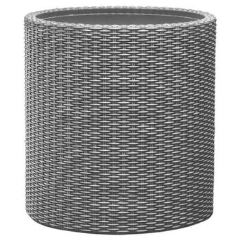 Keter Puķu pods Small Cylinder Planter 29197833, 28x28x28,5cm, gaiši pelēks, rotangpalmas dizains (29197833)