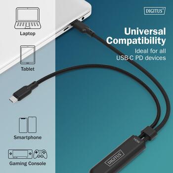 Digitus USB-C кабель для зарядки AK-300170-018-S, 1.8м, 140Вт, 5А, черный, плетеный, USB PD 3.1 (AK-300170-018-S)