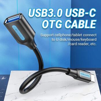 Vention CCVBB USB-C OTG-кабель, 0,15 м, USB 3.2 Gen 1, 5 Гбит/с, черный, ПВХ, прямой разъем (CCVBB)