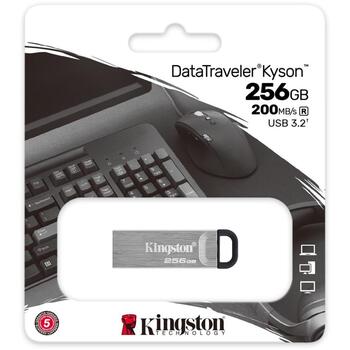 Kingston USB флеш-накопитель DTKN/256GB, 256 ГБ, 200 МБ/с, 60 МБ/с, USB Type-A, Серебристый (DTKN/256GB)