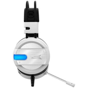 Baracuda Наушники CONCH-W, 307g, Белый, 118dB±3dB, 32Ω, 2.15m, Накладные, Синяя LED подсветка, Встроенный микрофон (CONCH-W)