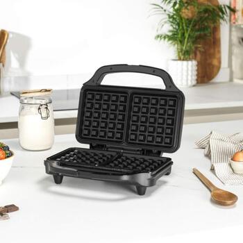 Salter Vafeļu panna EK2249TFVDE, 900 W, 2 vafeļu, nepiedegošs pārklājums, automātiska temperatūras kontrole, 90 grādu eņģes (EK2249TFVDE)