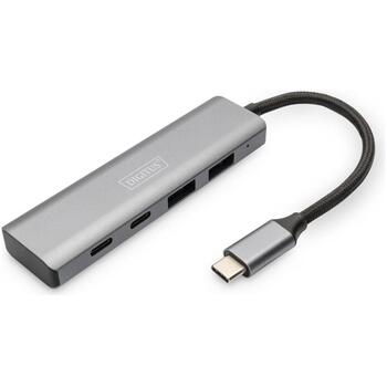 Digitus USB centrmezgls DA-70245, 2x USB-A, 2x USB-C, 10 Gbps, alumīnija korpuss (DA-70245)