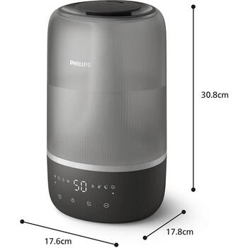 Philips Gaisa mitrinātājs HU1510/03, 19,6 W, 3 L, līdz 41 m², Ultraskaņas, 275 ml/stundā, Pelēks/sudrabs (HU1510/03)