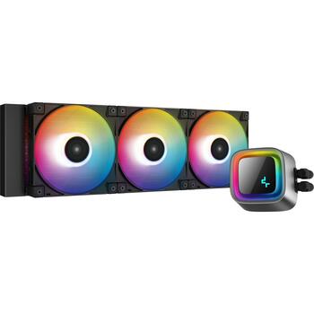 Deepcool LS720 A-RGB procesora šķidruma dzesētājs R-LS720-BKAMNT-G-1, 360 mm, 85,85 cfm, 32,9 dB(A), 3 ventilatori, PWM, RGB (R-LS720-BKAMNT-G-1)