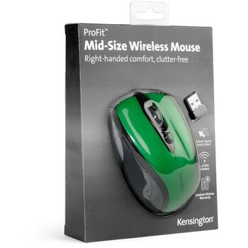 Kensington Pro Fit vidēja izmēra bezvadu pele K72424WW, 1600 DPI, optiskā, RF bezvadu, 3 pogas, ritenītis, AAA akumulators (K72424WW)