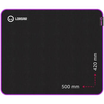 Spēļu peļu paliktnis 500×420×3 mm High Speed virsma anti slīdoša gumijas pamatne dubultšūtas malas Main 315 LRG GMP315 Melns violets Lorgar (LRG-GMP315)