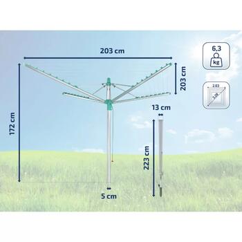 LEIFHEIT Linomatic 500 Easy 1085286, вращающаяся сушилка, 50м веревки, Easy-Lift, нержавеющая, UV-стойкая (1085286)