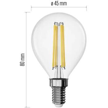 Emos LED лампочка Filament Mini Globe ZF1D22, 3,4 W, 470 lm, теплый белый, E14, 25 000 часов, 360°, 4 чипа (ZF1D22)