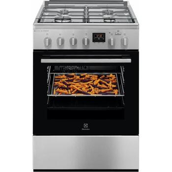 Electrolux LKK660221X gāzes plīts ar elektrisko cepeškrāsni, 60cm, 58l, 230V, A klase, Aqua Clean, AirFry, SteamBake (LKK660221X)