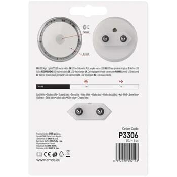 Emos LED naktslampa P3306, 230 V~, 0,5 W, 2 lm, auksti balta gaisma, fotosensors, automātiska ieslēgšanās/izslēgšanās (P3306)