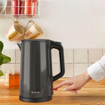 Tefal электрический чайник KI583E, 2000 W, 1.5 L, нержавеющая сталь, 360° вращающаяся база, графитовый цвет (KI583E)