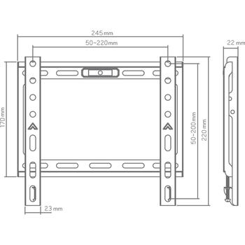Sbox televizora stiprinājums BL-3722F, 13''–43'', 50x50-200x200, 45kg, melns, līmeņa regulēšana (BL-3722F)