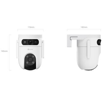 EZVIZ H9C уличная камера видеонаблюдения с поворотом и наклоном Dual-Lens 3K Wi-Fi 2.4/5 GHz + 4G AI обнаружение людей и транспорта цветное ночное видение белая (CS-H9c(5MP+5MP,4G))
