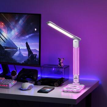 Hawk Настольная лампа HW-LAMP04, 10 W, 5.8 W, 3 LED лампы, 5 V/2.1 A USB выход, беспроводная зарядка, затемнение (HW-LAMP04)