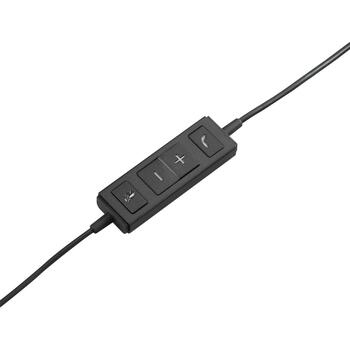 Logitech austiņas 981-000575, frekvence 31.5-20000 Hz, kabelis 1.9 m, melna, DSP, trokšņu slāpējošs mikrofons (981-000575)
