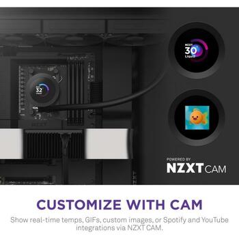 Nzxt viedā kontakligzda RL-KN360-B2, All-in-one šķidrais dzesētājs, 120mm, 3 ventilatori, 73.47cfm, 30dB, FDB, TFT displejs (RL-KN360-B2)