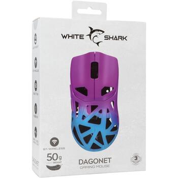 White Shark DAGONET мышь DAGONET-BLP, 24000 DPI, 6 кнопок, беспроводная, аккумулятор 300 мАч, RGB подсветка (DAGONET-BLP)