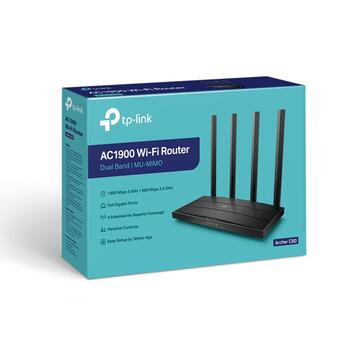 TP-Link Archer C80 беспроводной маршрутизатор AC1900 Wi-Fi 5 MU-MIMO Beamforming 1300 Mbps 5 GHz 600 Mbps 2.4 GHz 4× Gigabit LAN 1× Gigabit WAN чёрный (Archer C80)