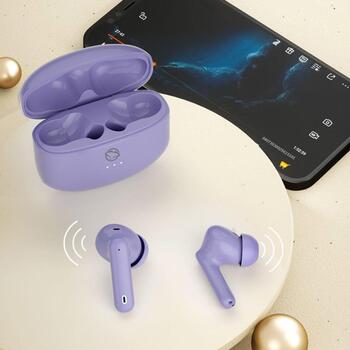 Manta Bezvadu austiņas MTWS008P, 43g, Violeta, Bluetooth 5.3, 20Hz-20KHz, USB-C, Iebūvēts mikrofons, Skārienvadība (MTWS008P)