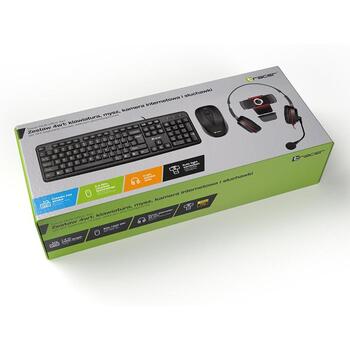 Tracer Multi Office TRAKLA46695, набор 4в1, USB, черный, мембранная клавиатура, мышь, HD-камера, гарнитура, 1.5м (TRAKLA46695)