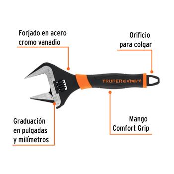 Regulējama uzgriežņu atslēga ar īpaši platu žokli, 250 mm Expert® PET-10XA TRUPER (PET-10XA)