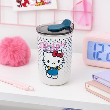 Paladone Hello Kitty ceļojuma krūze PP13768HK, 0.35 l, nerūsējošais tērauds, balta/daudzkrāsaina (PP13768HK)