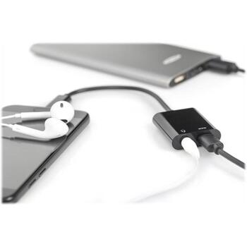 Digitus USB-C adapteris AK-300400-002-S, 20cm, 5A, USB 3.1 Gen 2, 3,5mm stereo, USB-C vīriešu uz USB-C sieviešu, melns (AK-300400-002-S)