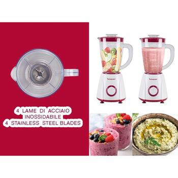 Beper Настольный блендер P102FRU501, 400 Вт, 1,5 л, 2 скорости, ножи из нержавеющей стали, противоскользящая основа (P102FRU501)