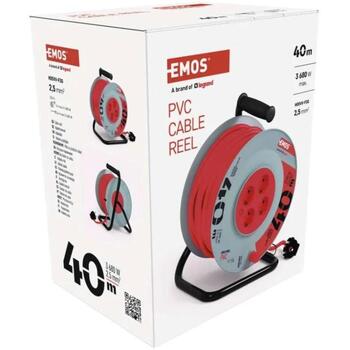 Emos Удлинитель P09240M, 40 м, 4 розетки, 230 В, 16 А, PVC, IP20, защита от детей, термозащита (P09240M)