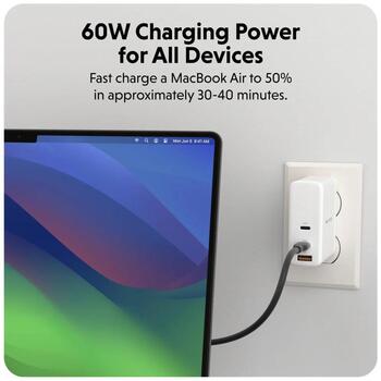 Hyper USB-C Силиконовый Зарядный Кабель HJ4011BKGL, 1.5m, 60W, 480 Mbps, не запутывающийся, PD 3.0 (HJ4011BKGL)