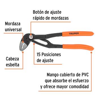 Pārliekamā atslēga ar ātrās nospiešanas pogu 180 mm TRUPER ® PEX-7E TRUPER (PEX-7E)