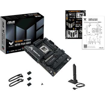 Asus TUF GAMING X870E-PLUS WIFI7, AMD, Socket AM5, DDR5, 256 GB, 4 DIMM, 4 M.2, 2.5 Gb Ethernet, Wi-Fi 7, 7.1 kanālu audio (TUF GAMING X870E-PLUS WIFI7)