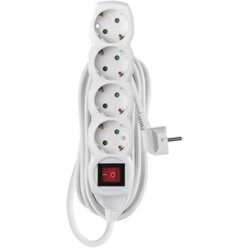 Emos Удлинитель P1425R, 5 м, 4 розетки, с выключателем, белый, ПВХ, 1,5 мм2, макс. нагрузка 3680 Вт, защита от детей (P1425R)