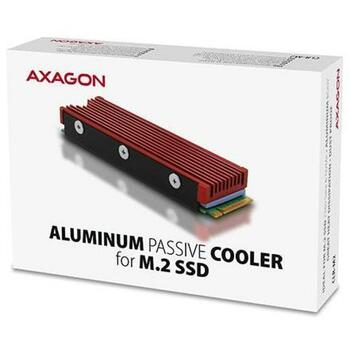 Axagon SSD кулер M.2 CLR-M2, 76 x 24 x 10 мм, красный, 3 термопрокладки, монтажные материалы, отвертка (CLR-M2)